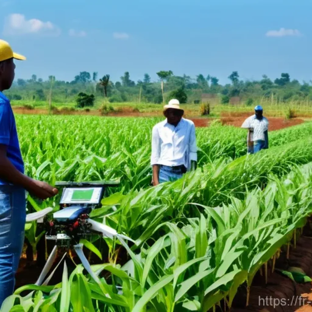콩고 공화국 노동 시장과 일자리 현황 - **Prompt:** A vibrant, sun-drenched scene showcasing modern agriculture in Congo-Brazzaville. A dive...