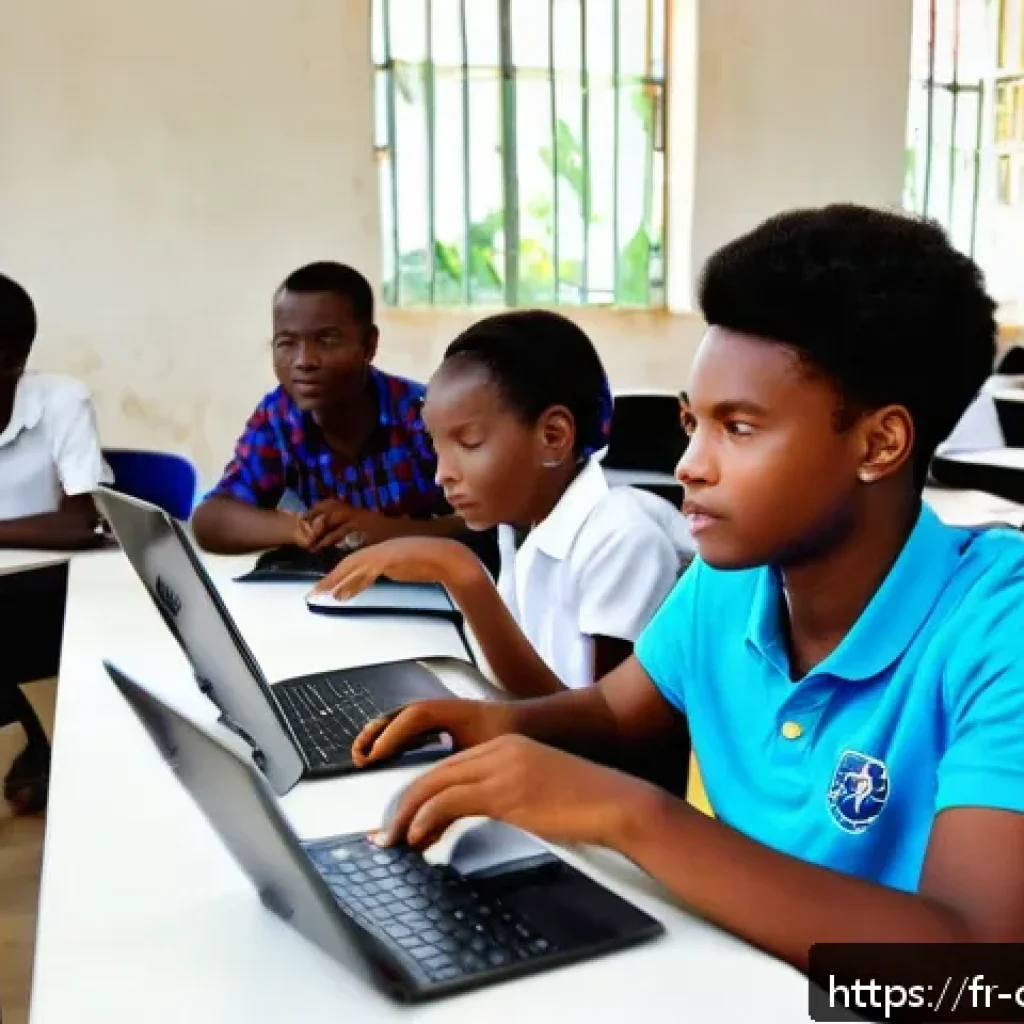 콩고 공화국의 주요 대학교 및 교육기관 - A modern university classroom in Congo-Brazzaville featuring diverse students attentively engaging w...